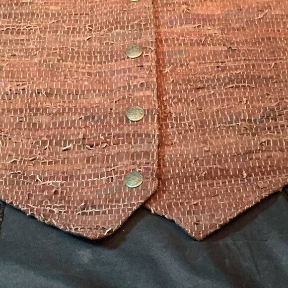 Katch Me Retro Biker NWT Cowboy Vintage Western Brown Suede Leather Vest L N - Picture 7 of 8